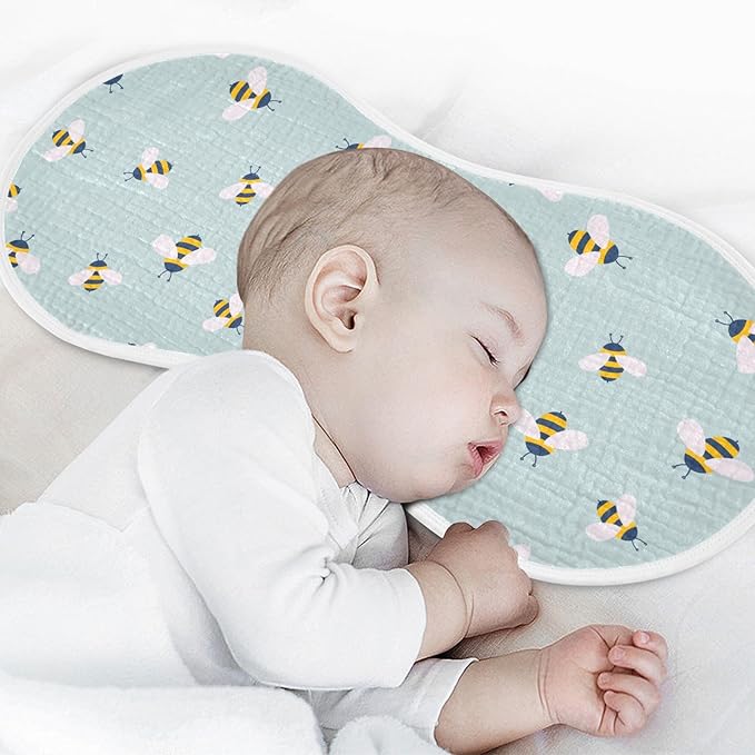 Muslin Burp Cloths for Baby Boys and Girls - 4-Pack Ultra Absorbent Cute Bee Muslin Washcloths, Newborn Towel, Milk Spit Up Rags, Burp Cloth Bib for Unisex, 22 x 11 Inch