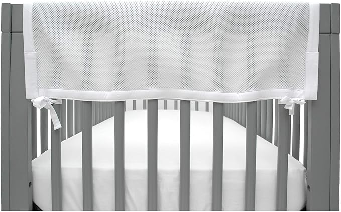BreathableBaby Breathable Mesh Crib RailGuard Teething Cover, White, 27” Short Panel (2-Pack)