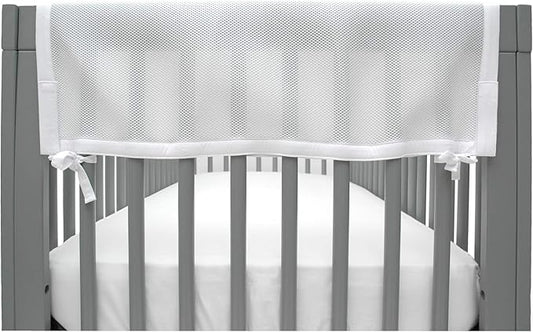 BreathableBaby Breathable Mesh Crib RailGuard Teething Cover, White, 27” Short Panel (2-Pack)