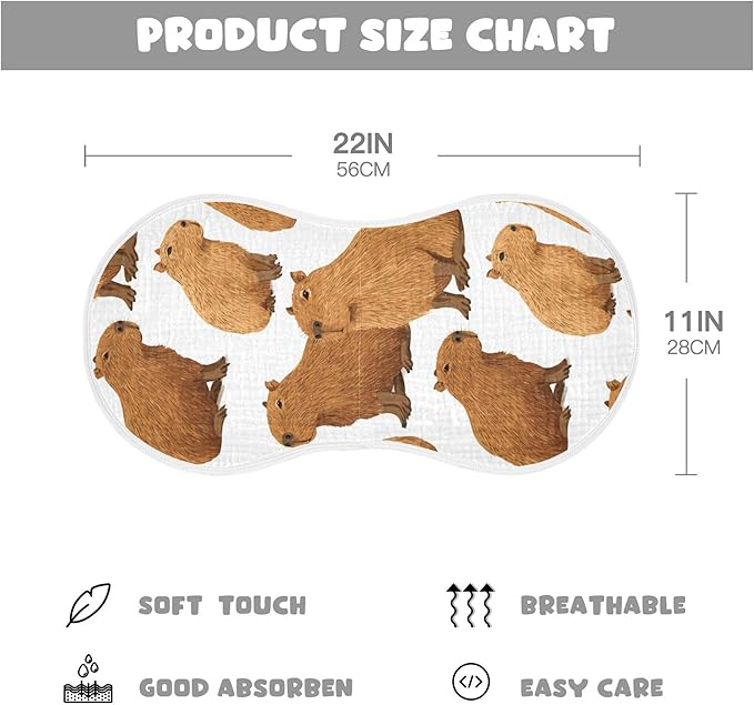 Capybara Cute Burp Cloths Baby Boys Girls Absorbent Soft Cotton Burping Cloths Rags 2 Pack