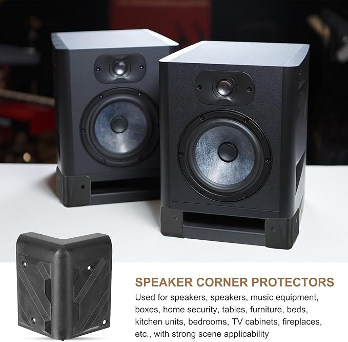 uxcell 8 Pcs 1.69" x 1.69" Speaker Corner Protectors, Plastic Right Angle Protector Thickening Speaker for Cabinet Guitar Amplifier Stage Speakers, Black