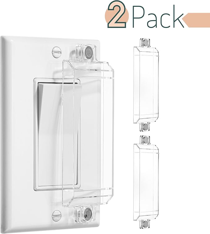 Bates Magnetic Light Switch Guard, 2 Pack, Clear, Child Proof Cover, Lock, Wall Switch Guard