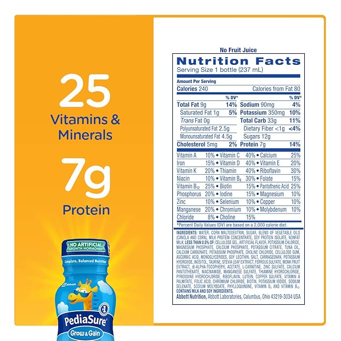 PediaSure Complete Balanced Nutrition Banana Shake, 8 Ounce -- 24 per case.