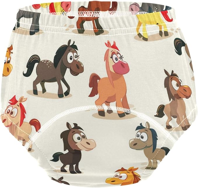 Bolaz Toddler Training Pants, Small Horses Cotton Potty Training Underwear for Baby Boy Girl 3-Pack