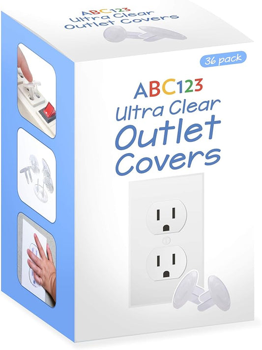 ABC123 - Outlet Plug Covers (36 Pack) Clear Child Proof Electrical Outlets Protector - Wall Socket Protector for Kids