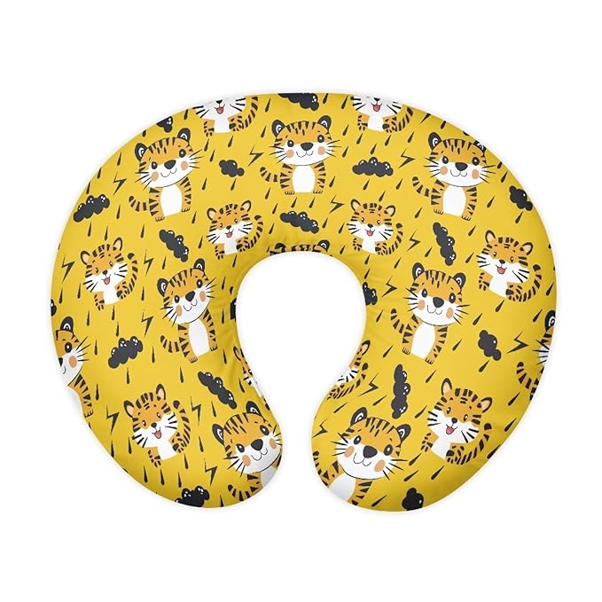 Cute Tiger Pillow Cover for Infant Snug Stretchy Nursing Pillow Case for Bottle Feeding, Breathable Easy to Clean (22"x18"x6")