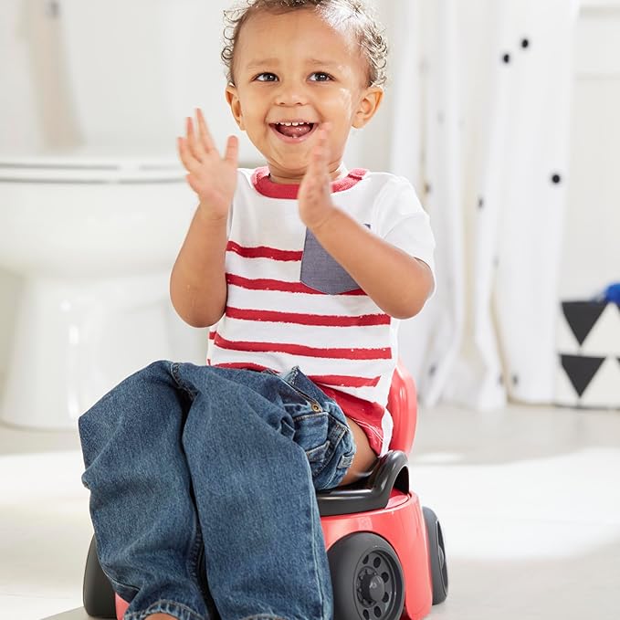 The First Years Training Wheels Racer Potty Training Toilet - Race Car-Training Potty - Includes Detachable Toddler Toilet Seat and Kids-Potty - Ages 18 Months and Up,(Pack of 2)