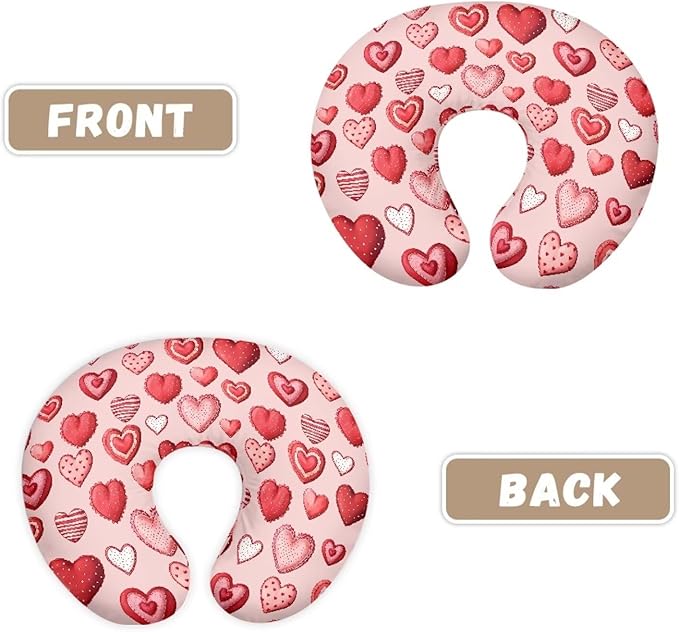 Pink Nursing Pillow Cover Breastfeeding Pillow Slipcover,Washable and Breathable Nursing Pillow Case for Newborn Mothers, Soft Fabric Fits Snug On Infant,Love Pattern(Cover Only)