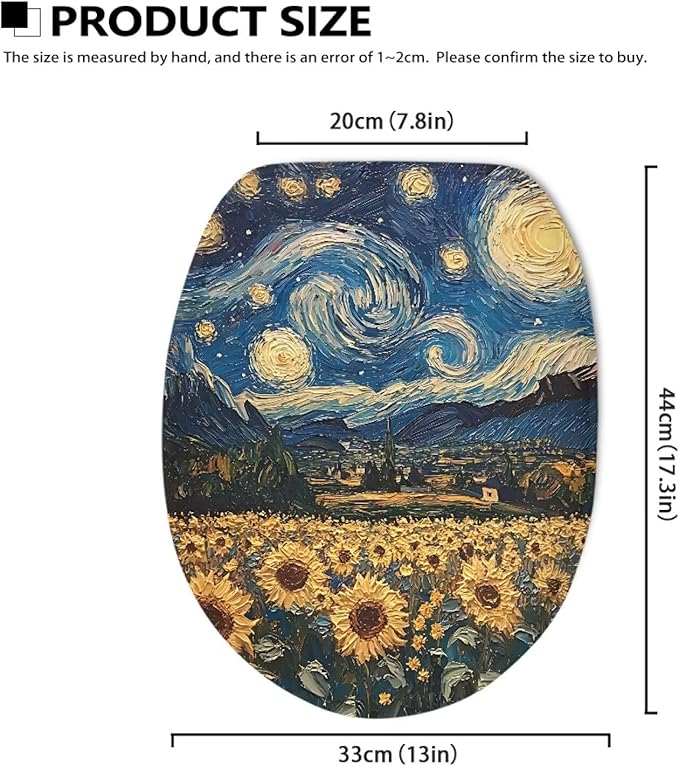 Toilet Lid Cover Starry Night Flannel Fabric Toilet Cover for Bathroom Decor Stretch Washable Suitable for Home School Hotel Dormitory Apartment，Bathroom accessories