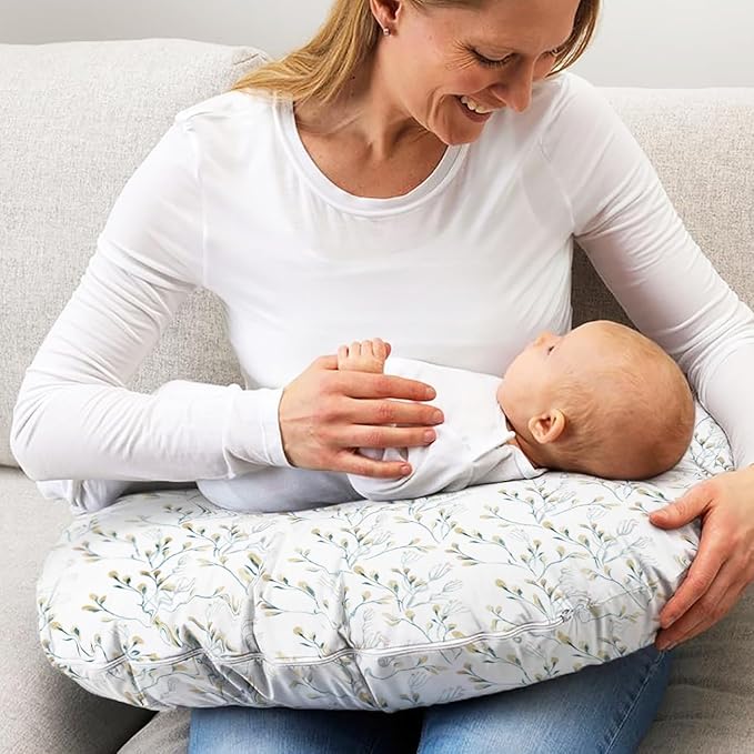 Nursing Pillow Cover, 2 Pack Stretchy Removable Nursing Covers for Breastfeeding Pillows, Ultra Soft Newborn Feeding Pillow Cover for Baby Girl and boy, Willow and sage Style