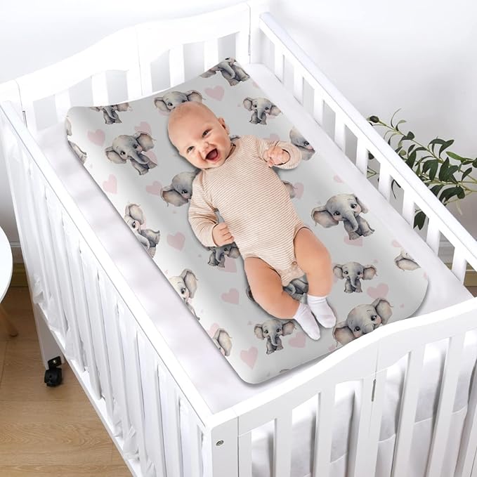 GOSTONG Elephant Puzzle Changing Pad Cover for Girls Boys Soft Comfortabel Baby Nursery Diaper Chaning Pad Sheets Machine Washable Diaper Table Cover