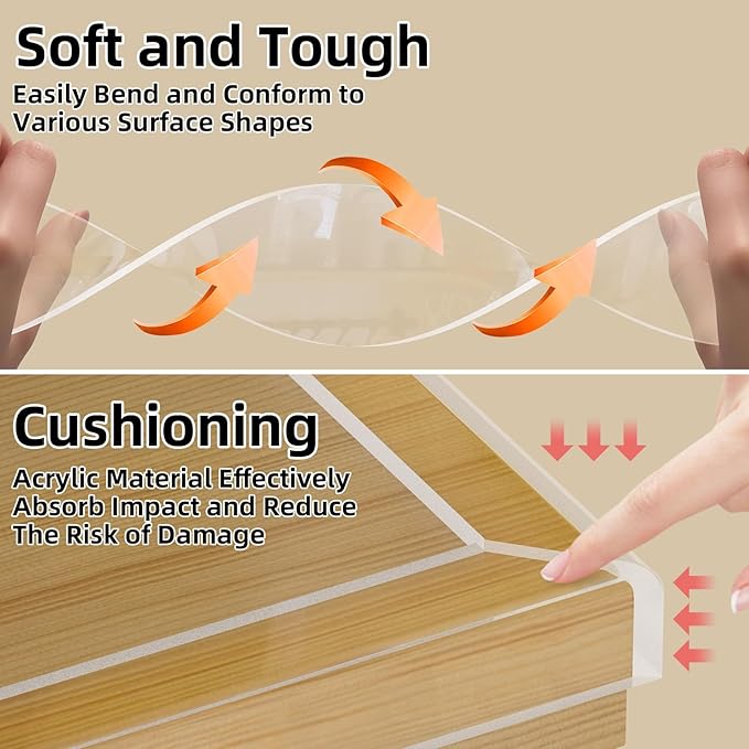 Clear Edge Protector & Corner Guards, 2in（W x 6.6FT(L),Baby Proof Corner Protectors for Furniture Table Bumper for Baby Safety, Sharp Edge Protector for Drawers, Tables, Cabinets