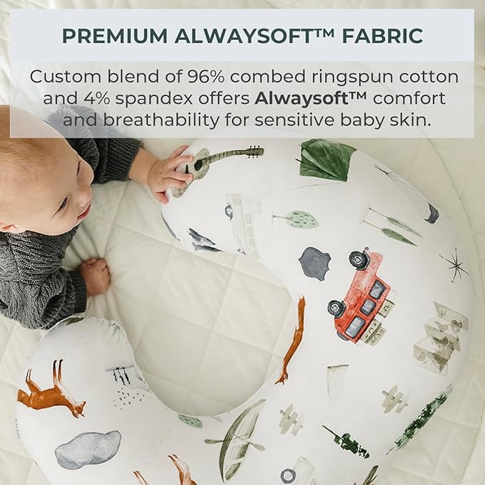 Pobibaby 1-Pack Premium Nursing Pillow Cover - Ultra Soft & Stretchy 96% Cotton, Breastfeeding Pillow Cover for Baby Boys and Girls (Explore)