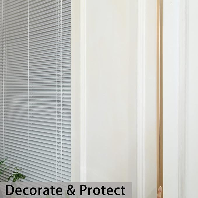 Trimold Matte Gold Aluminum Peel and Stick L Molding Corner Guards with 90° Angle for Wall Door Frame Cabinet Baseboard Protection and Decoration, 35.4in x 0.8in (3Pcs)