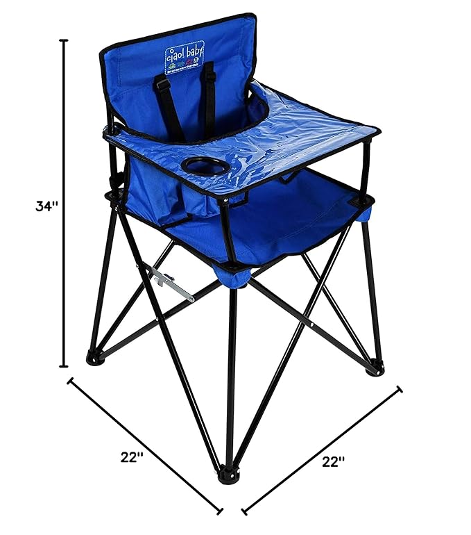 ciao! baby Portable High Chair for Travel, Fold Up High Chair with Tray, Blue