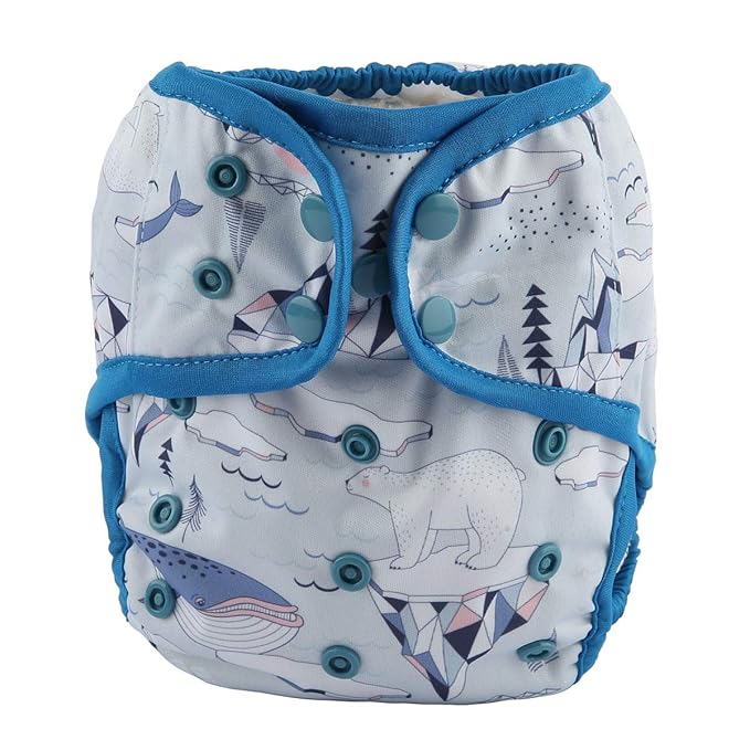 Baby Diaper Cover Nappy One Size 8lbs to 36lbs (Bear Ice)