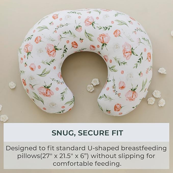 Pobibaby 1-Pack Premium Nursing Pillow Cover - Ultra Soft & Stretchy 96% Cotton, Breastfeeding Pillow Cover for Baby Boys and Girls (Allure)
