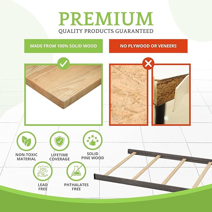 CC KITS Full-Size Conversion Kit Bed Rails Compatible with Simmons Kids Convertible Cribs by Delta Children - Solid Wood Rail - Toddler and Adult Bed Rail for Full-Size (Rustic Grey, Bolt-ON KIT)