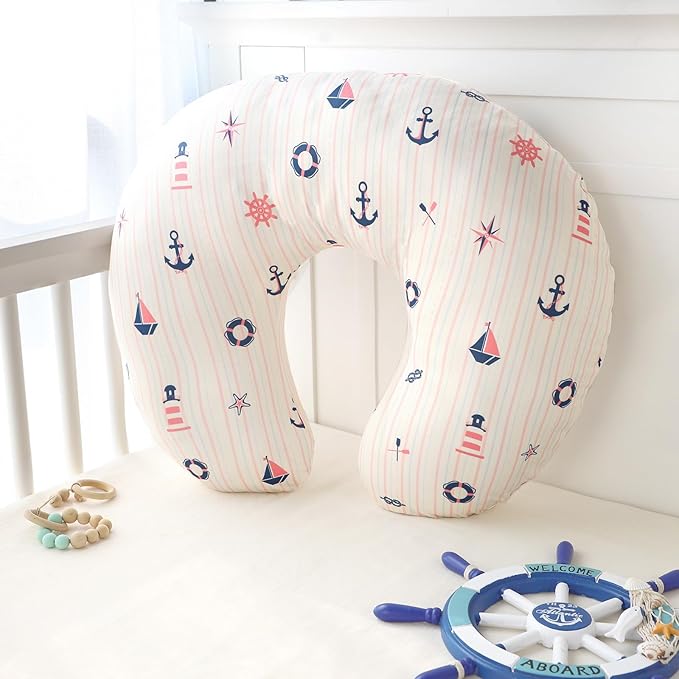 DILIMI Nursing Pillow Cover, Stretchy Removable Pillowcase for Breastfeeding Pillows, Ultra Soft Comfortable Slipcover for Baby Girl and Boy, Navigation Anchor
