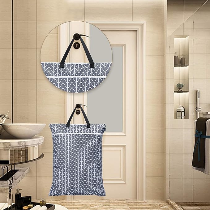 Teamoy Travel Hanging Wet Dry Bag Organizer (24.7 x 18 inches) with Two Compartments for Cloth Diaper, Laundry, Swimsuits and More, Easy to Hang Everywhere (L, Gray Arrow)