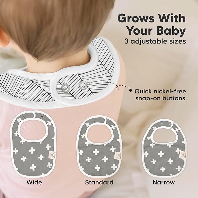 8-Pack Organic Baby Bibs for Boys, Girls - Soft Cotton Drooling and Teething Bibs for Baby Girl & Boy, Extra Absorbent, Easy To Clean & Put On for Toddler, Newborn, Infant 0-24 Months (Crossroads)