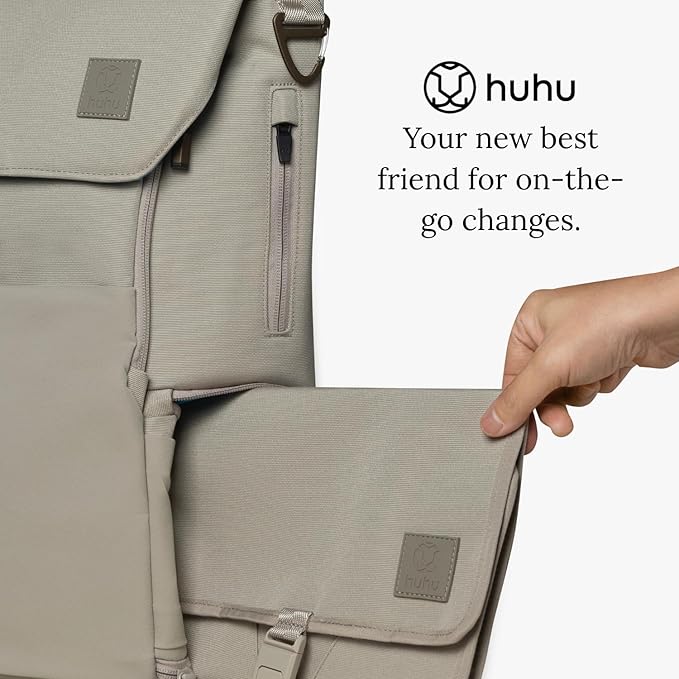 Huhu Baby Changing Wallet – Compact, Portable Diaper Changing Pad for Travel – Easy to Clean, Foldable Changing Mat – Must Have Diaper Bag Accessory for New Parents (Daybreak Taupe)