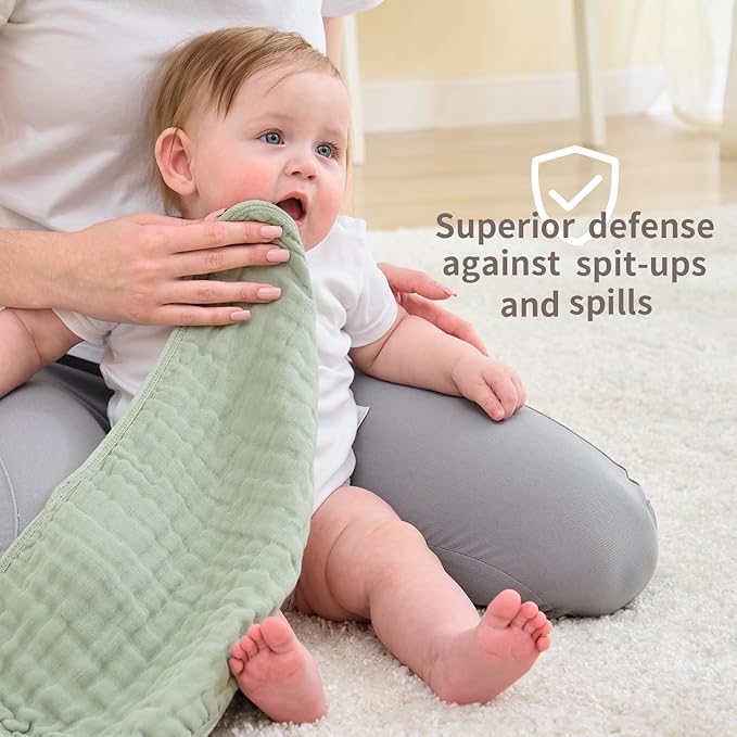 Muslin Burp Cloths Sets Newborn Baby Boy Essentials Must Haves 100% Cotton 10 Pack 20" X 10",6-Layer Baby Bibs & Burp Cloths for Baby Drool and Messes - Soft (PINK08, 10 - Pack 20"X10")