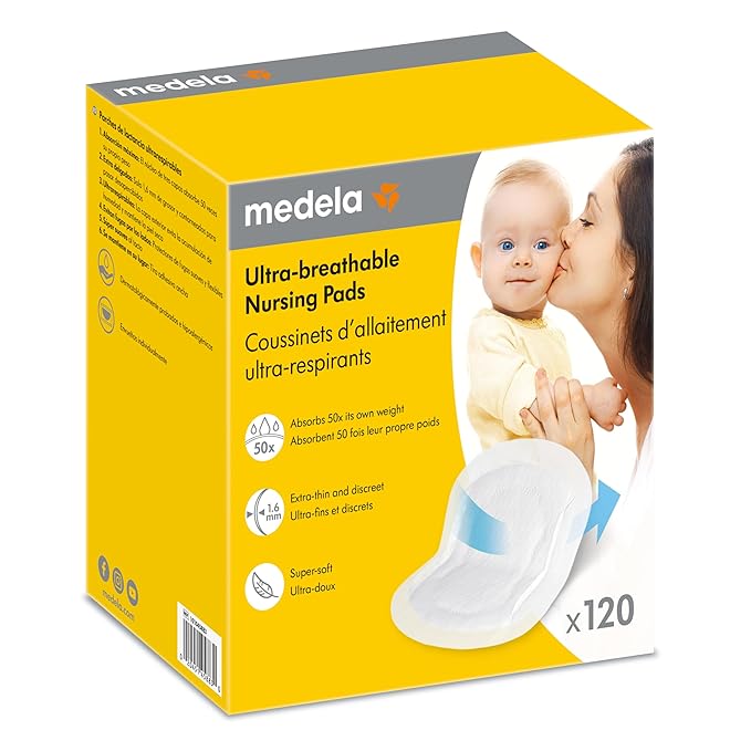 Medela 120 Count Ultra-Breathable Nursing Pads and Purelan Lanolin Nipple Cream Breastfeeding Bundle