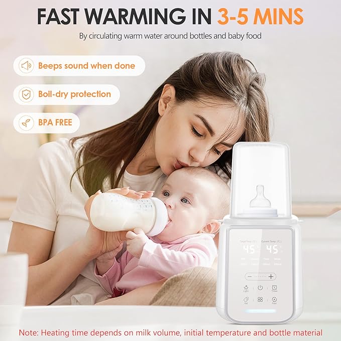 8-in-1 Baby Bottle Warmer, Fast Milk Warmer with Timer Digital Display, Night Light, Sterilizing Keep Warm, for All Bottles Nighttime Breastfeeding Newborn