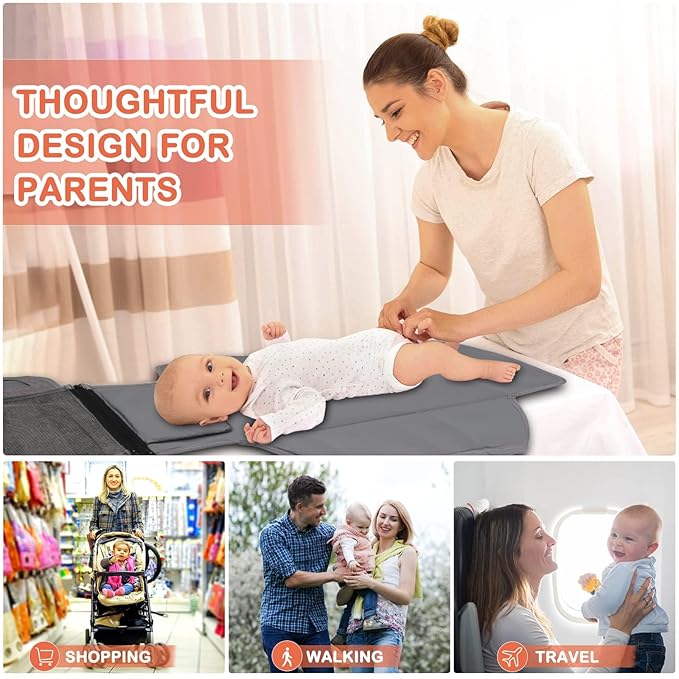 Baby Changing mat, Portable Nappy Changing mat Detachable Waterproof Foldable Travel Changing Mat with Storage Pockets, Shower Gifts (Size:55 * 78cm)