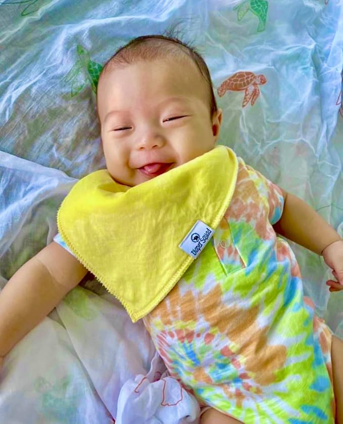 DiaperSquad's 100% Organic Cotton Baby Drool Bibs, Super Absorbent & Adjustable Baby Bibs for Drooling and Teething