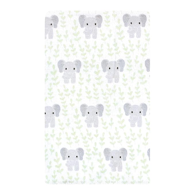 Hudson Baby Unisex Baby Cotton Flannel Burp Cloths 10-Pack, Leafy Elephant, One Size