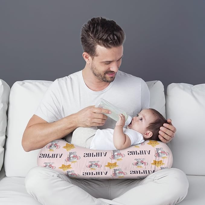 Dyoart Custom Baby Nursing Pillow Cover for Nursing, Pink Elephant Removable Nursing Covers for Breastfeeding Pillows, Ultra Soft Comfortable Slipcover for Newborn Baby Boys and Girls