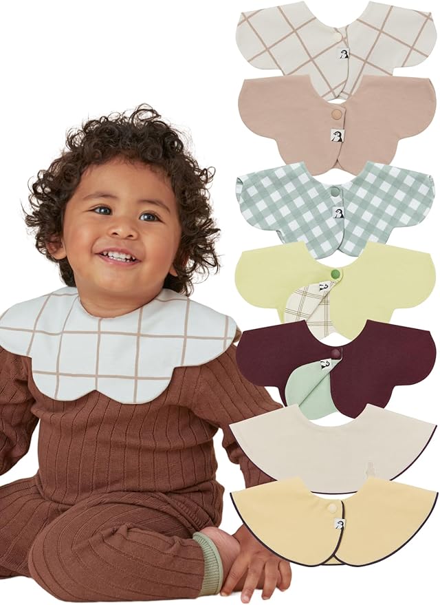 Konny Baby Bib 3/5/7-Pack Set, 360 ° Rotate, Soft and Absorbent Drooling for Toddler Boys Girls Baby Essentials