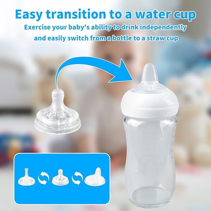 Sippy Spout Nipples for Philips Avent Natural Baby Bottles, My Grippy Spout Sippy Cup and Natural Trainer Sippy Cup, Replacement Bottle Nipple BPA-Free,4 Count, 6m+