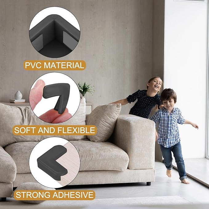 uxcell Corner Protectors, 16 Pcs Table Corner Protectors, Furniture Corner Guard and Edges Safety Bumpers for Table Edges and Sharp Corners (L-Shaped, Black)