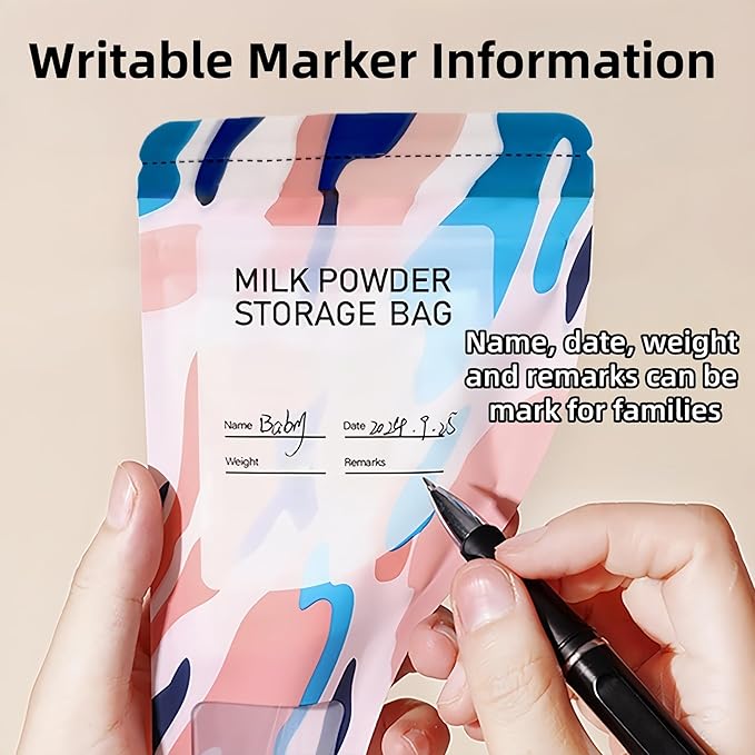30 Pack 3.94x7.87 inch Writable Bulk Disposable Powder Bags for Travel Sample Dispenser Baby Formula Storage Container Transparent Window Portable Protein Powder Leakproof Pouches