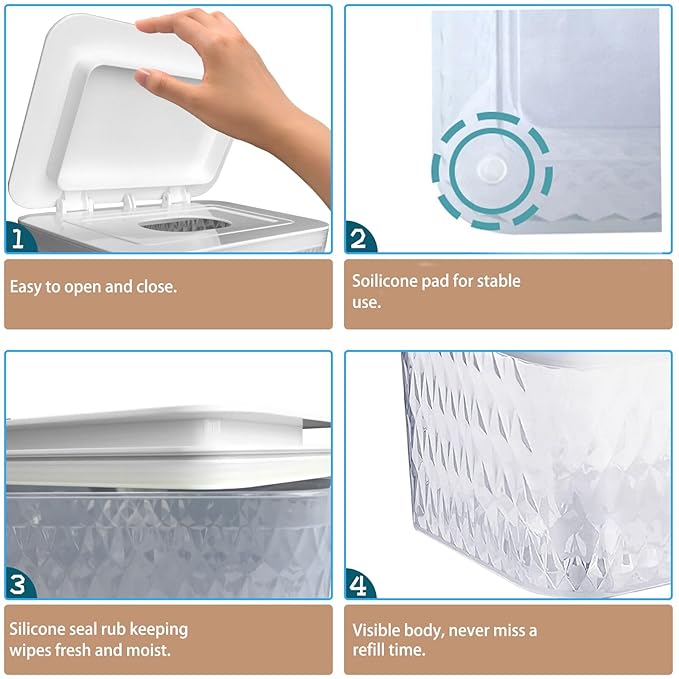 Baby Wipes Dispenser Wipe Holder - Larger Capacity Wet Wipe Dispenser Box Wipes Container for Bathroom Keep Wipes Moist and Fresh