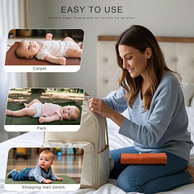 2 Pack Diaper Changing Mat for Baby, Portable Baby Changing Pad for Travel or Home, Wipeable Mat Fits Perfectly in Diaper Bag (67-14)