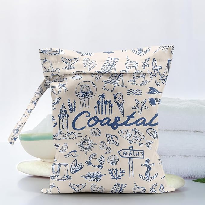 Waterproof Cloth Diaper Wet Dry Bag Reusable Travel Beach Pool Daycare Soiled Toddler Items Yoga Gym Bag for Swimsuits Wet Clothes Bags - Coastal Home