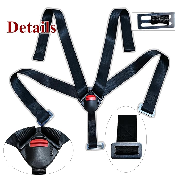 Universal Baby Seat 5pt 5 Point Harness with Locking Buckle, Baby Highchair Stroller Pushchair Chest Harness Clip Buckle + Harness Straps Width 38mm/1.5in