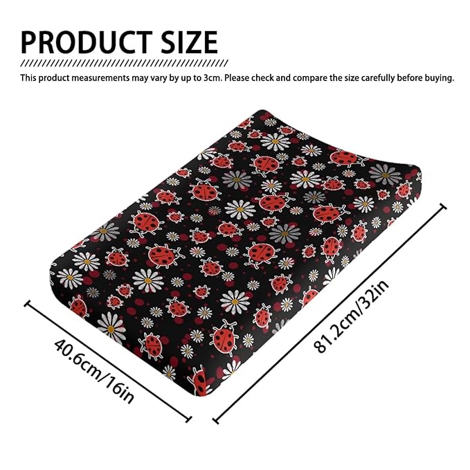 Ladybug Baby Changing Pad Cover Girls Boys Baby Nursery Diaper Changing Pad Sheets Soft Comfy Cradle Mattress 18 X 36 Sheets Gift for Friends