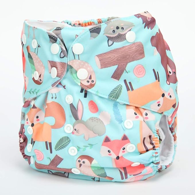 2 to 7 Years Old Junior Big Cloth Diaper Pocket Reusable Washable Baby Kids Toddler (Fox Rabbit)