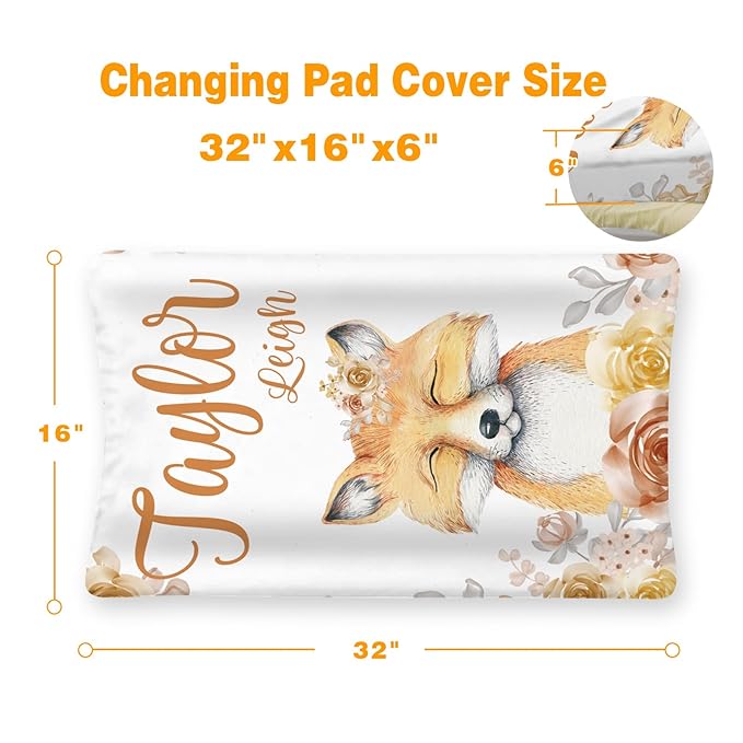 Custom Changing Pad Cover Set - Jersey Knit Comfy CozyUltra Soft Unisex Diaper Changing Table Covers with Personalized Name for Baby Boys Girls - Waterproof Ultra Soft 4 Pcs Set Style05