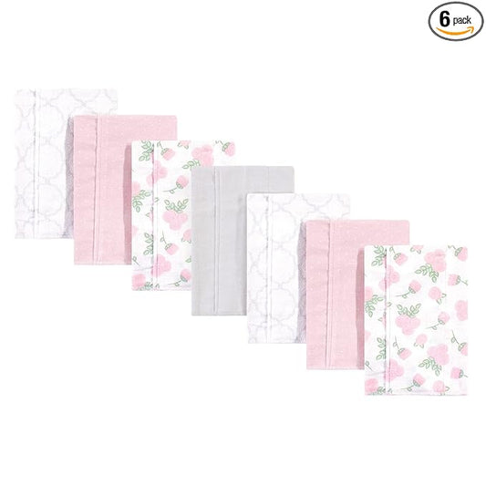 Hudson Baby Unisex Baby Cotton Flannel Burp Cloths, Pink Rose, One Size
