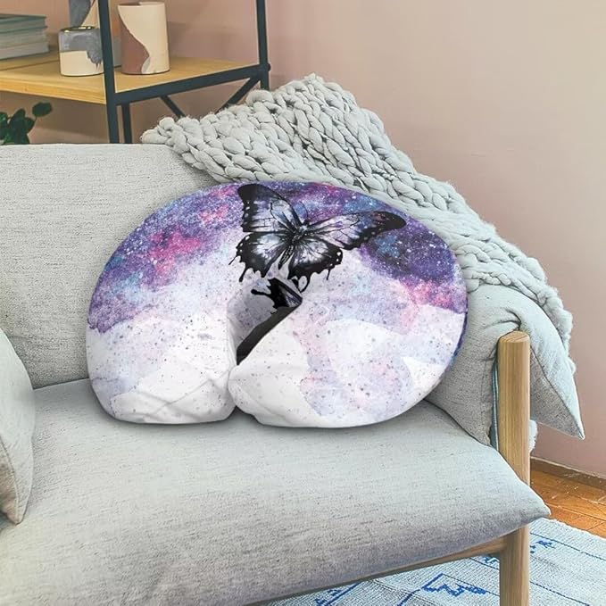 Nursing Pillow Cover for Baby Girl Boy, Nursing Essentials for Bottle and Breastfeeding, Nursing Pillows Covers, Purple Butterfly