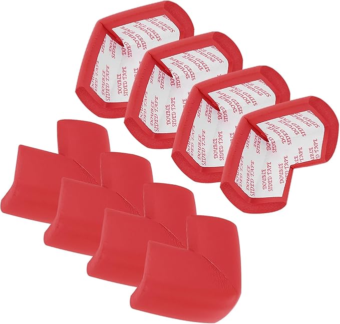 MECCANIXITY 8 Pack Soft Corner Protector, Rubber Foam Furniture Proofing Corner Guards Edge for Fireplace Table Stair, Red