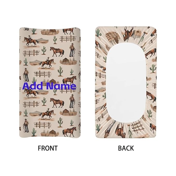 Custom Baby Changing Pad Cover Western Cowboy Horse Diaper Table Change Mat Sheet Cover Personalized Changing Table Covers for Boys Girls