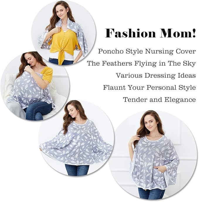 Baby Nursing Cover & Nursing Poncho - Multi Use Cover for Baby Car Seat Canopy, Shopping Cart Cover, Stroller Cover