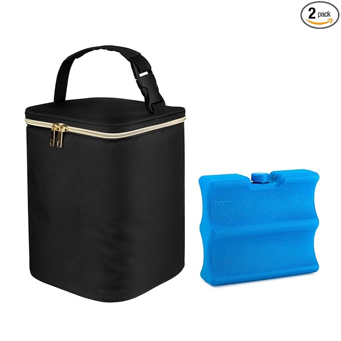 Teamoy Breastmilk Cooler Bag with Ice Pack, Baby Bottles Bag for up to 4 Large 9 Ounce Bottles and Ice Pack, Perfect for Working Mom Mother, Black